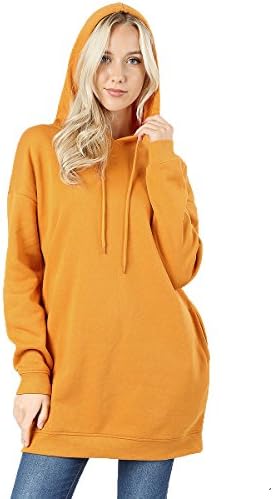 JNTOP Women's Oversized Cozy Loose Fit Hoodie Long Sweatshirt Mustard Small/Medium
