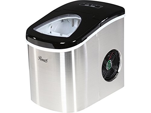 Rosewill Compact Ice Maker Countertop, Ice Machine for Home, Stainless Steel with Black Top RHIM-15002