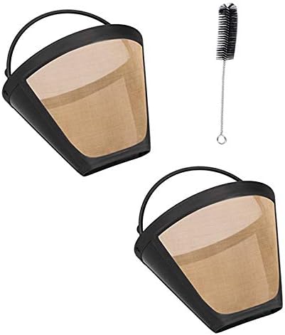 Ketofa Coffee Filter #4, Reusable Golden Coffee Filter Conical Basket Replacement Parts Compatible With Black&Decker, Ninja Coffee Bar Brewer, Cuisinart DCC Coffee Maker (Pack of 2)