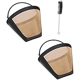 Ketofa Coffee Filter #4, Reusable Golden Coffee Filter Conical Basket Replacement Parts Compatible With Black&Decker, Ninja Coffee Bar Brewer, Cuisinart DCC Coffee Maker (Pack of 2)
