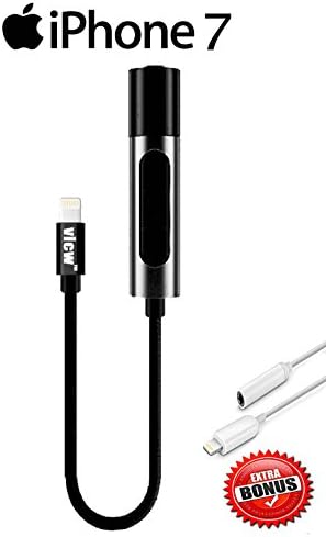 VICW 8 Pin Lightning to 3.5mm Headphone Jack Adapter with 2-in-1 Charging Port for IOS Devices – Black