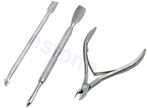3pcs Set Nail Cuticle Nipper Tool Spoon Pusher Remover Cutter Clipper Trimmer