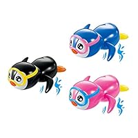 Quero Jom91 Baby Bath Toys, Penguin Wind Up Bath Toys Clockwork Fun Floating for Kid Infant Toddler Children, Random Color