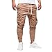 WOCACHI Mens Cargo Jogger Pants Twill Chino Drawstring Elastic Sports Trousers