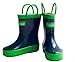 Oakiwear Children's Waterproof Rubber Rain Boots with Easy-On Handles, 12 Navy Blue
