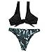 2019 Women Bikini Swimwear Sets Print Tie Front Padded Bikini Top and Beachwear Bottoms Shorts Two Piece Swimsuits (Medium, Black)