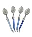 French Home Laguiole 4-Piece Coffee Spoons Set – Sophisticated Stainless Steel Spoons with Shades of Blue Handles – Laguiole Flatware Set for Tea, Coffee, Desserts, and Ice Cream (6