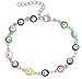 Edforce Stainless Steel Women's Charm Enamel Evil Eye Protection Link Chain Bracelet