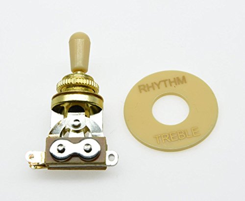 KAISH LP Guitar 3 Way Toggle Switch Gold with Cream Tip and RHYTHM TREBLE Plate for Les Paul