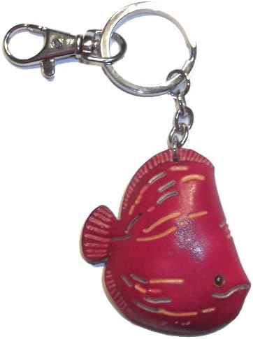 Bowie the Rainbow Fish - Fish Keychain Made From Leather with Mini Carabiner Clip Snap #2006