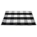 FIYA Black White Cotton Rug Checkered Doormat Plaid Area Rug Entry Way Porch Mat Washable Throw Rug 2x3 Rug