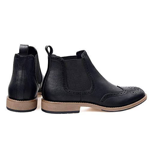GM GOLAIMAN Men's Chelsea Boots Wingtip Brogue Full Brogue Boots Ankle Dress Boots Slip On Black 11