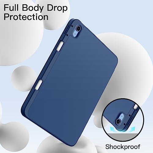 JETech Funda para iPad (A16) 11.ª/10.ª Generación (2025/2022), Slim Tableta Cover con Suave TPU Trasera Carcasa con Auto-Sueño/Estela (Marino)