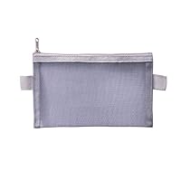 8QzJs1Tg Large Capacity Pencil Case Pen Mesh Bag School Stationery Cosmetic Storage Pouch - Grey L