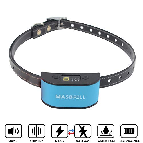 MASBRILL Dog Bark Collar for Small Medium Large Dogs-7 Adjustable Sensitivity and Intensity Levels-Three Anti Barking Modes-Rechargeable Waterproof No Barking Control Dog Shock Collar