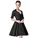 Heroecol Womens Vintage 1950s Dresses Cross V Neck Short Sleeve 50s 60s Style Retro Swing Cotton Dress