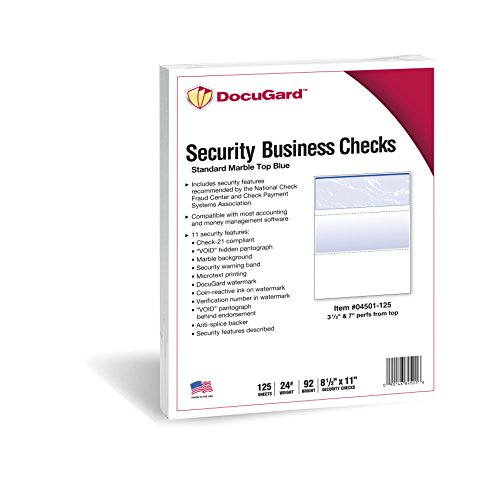 DocuGard Standard Blue Marble Top Check, 24 Pound, 8.5 x 11 Inches, 125 Sheets (04501-125)