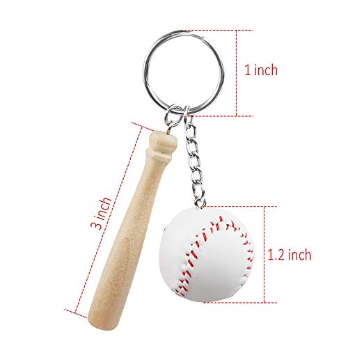 Baseball & Wooden Bat Keychains 6 Pack Baseball Party Favors for Baseball Themed Party, Birtyday Party and Goody Bags - Thumbnail 3