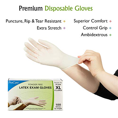 Powder Free Disposable Latex Gloves, Small 200 Count - Heavy Duty Clear Rubber Exam Gloves - Non Sterile, Ambidextrous - Soft with Textured Tips - Food Safe, Medical Grade - Thumbnail 5