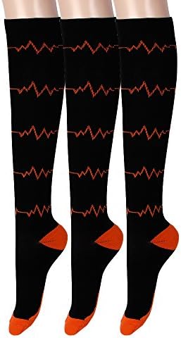 PHIVUTY Graduated Compression Socks (3 Pairs) 15-20 mmHg Upgrade Recovery Athletic Excercise Socks Fit for Running Nurses Shin Splints Flight Travel &amp; Maternity Pregnancy (L/XL, ECG)