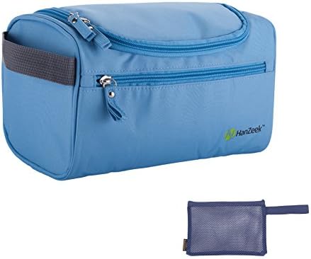 Hanzeek Hanging Toiletry Kit Clear Travel Size toiletries Bag Cosmetic Carry Case Toiletry with Travel Zip Pouch Mesh Bag Organizer Bag for Men &amp; Women (Blue)