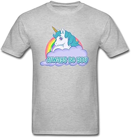 Men's Space Galaxy Unicorn Short Sleeve T-shirts L Grey