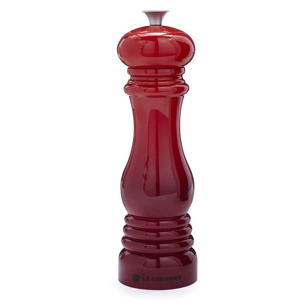 Le Creuset Classic Adjustable Pepper Grinder, Large, Chip-Resistant ABS Plastic, Anti-Corrosion, 518 g, Cerise, 96002700060000