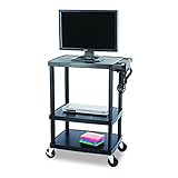 Safco Products Adjustable Plastic AV/TV Cart, Black