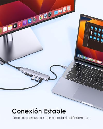 LENTION 6 in 1 USB C Hub HDMI 4K@30Hz, PD 100W, USB-A 3.0 & 2.0, USB C Adapter for MacBook Pro/Air 2026-2016, New MacBook Neo, Surface, iPhone 17 Plus Pro MAX and More (CH17, Gray)