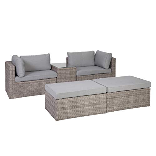 Greemotion 131847 Palma Rattan Lounge-Set, grau, BxHxT ca. 93x65x71 cm – Bild 6