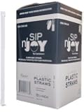Crystalware Plastic Giant (Jumbo) Straws Individually Wrapped 10-1/4", Clear, 300 per Box