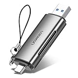 UGREEN SD Card Reader USB Type C USB 3.0 OTG Memory Card Adapter Portable 2 Slots for TF, SD, Micro SD, SDXC, SDHC, MMC, RS-MMC, Micro SDXC, Micro SDHC, UHS-I for Mac, Windows, Linux, PC, Laptop