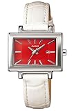 Casio Women's Core LTP1332L-7A White Leather Quartz Watch with Red Dial