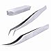 FAMILIFE Volume Lash Tweezers Set Eyelash Extension Curved Tweezers for Pick up and Isolation Create Fan in Lashing Application with Storage Case