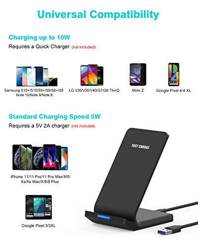 Wireless Charger - 10W Qi-Certified Fast Wireless Charging Stand for iPhone 11/11 Pro/11 Pro Max/XR/ - //coolthings.us