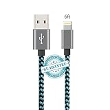 iPhone Cable - 6Feet, DANTENG Extra Long Charging Cord - Nylon Braided 8 Pin to USB Lightning Charger for iPhone 7,SE,5,5s,6,6s,6 Plus,iPad Air,Mini,iPod(BlackGreen)