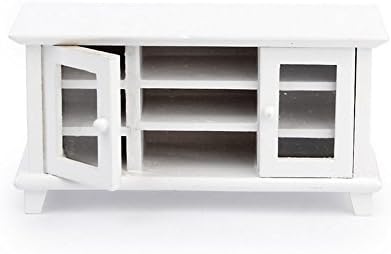 1:12 TV Cabinet Bench Stand Wooden Dollhouse Miniature Living Room Furniture White