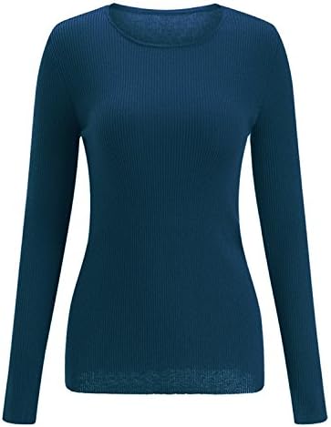 SSeary Women Crewneck Basic Lightweight Cozy Cashmere Knit Pullover Sweater(Deep-lack blue,M)