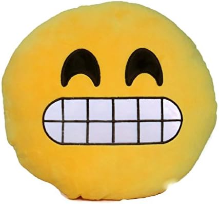 Emoji Comfort Emoji Smiley Round Yellow Emoticon Cushion Stuffed Plush Toy Various Designs (Excited)