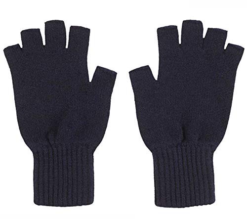 Graham Cashmere - Mens Cashmere Fingerless Gloves - Made in Scotland - Gift Boxed (Navy)