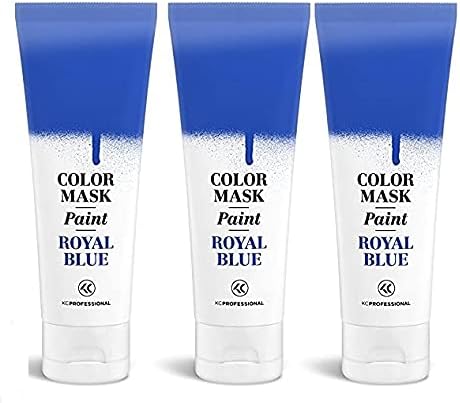 Semi-Permanent Royal Blue Hair Color Cream (3 Pack) - Color Mask Paint - Direct Hair Dye 2.55 oz