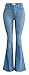 URBAN K Women's Classic High Waist FLARE & SKINNY Denim Jeans Bell Bottoms, Ubk22-medium Stone, 13
