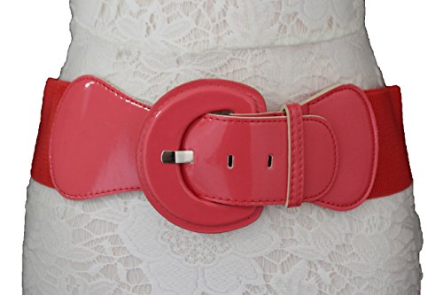 TFJ Women Fashion Belt Hip High Waist Elastic Stretch Fabric Plus Size M L Xl Coral