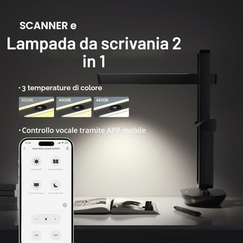 CZUR Aura Pro Portable Book Scanner Max A3 Size Document Scanner with Multilingual Recognition Lamp (OCR), Compatible with MacOS and Windows