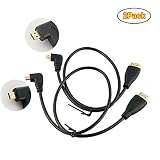 Seadream 2Pack 1.64 Feet 50CM 90 Degree Angle Micro HDMI Male to HDMI Male Cable Connector (2Pack Each of Right Angle and Left Angle)