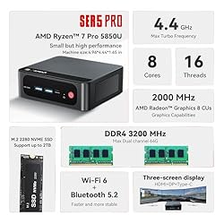 Beelink SER5 Pro Mini PC, AMD Ryzen 7 5850U