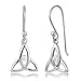 925 Sterling Silver CZ Open Triangle Trinity Triquetra Celtic Knot Symbol Dangle Hook Earrings 1.14