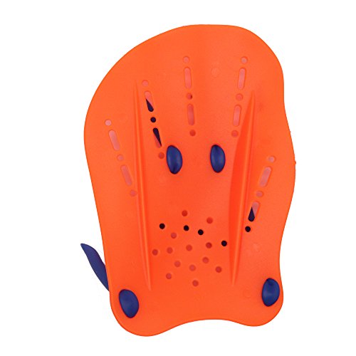LDEXIN 1 Pair Hand Power Contour Strap Paddles Swimming Training Aid Flat Paddle for Men Women Children Orange (Orange M)