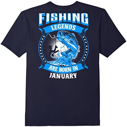 Men's Fishing Legends Are Born In January Fishing T-Shirt 3XL Navy