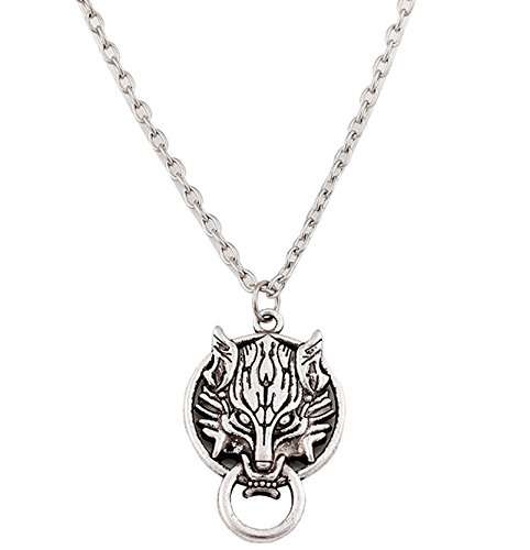 Qinol Anime Wolf Head Cross Necklace Cosplay Accessory Pendant Christmas Gift